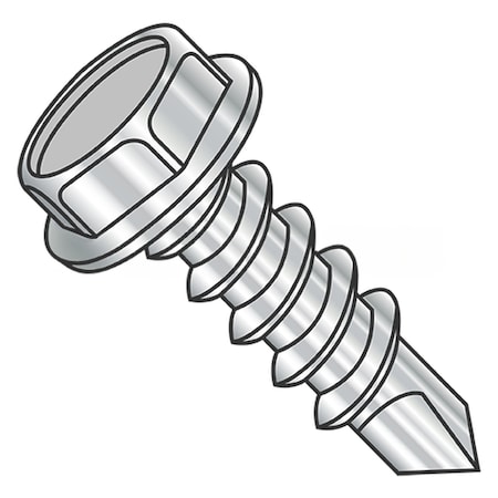 Usa Industrials Self-Drilling Screw, #12-14 x 3 in, Plain 410 Stainless Steel Flange Hex Head External Hex Drive BULK-SCRW-11353